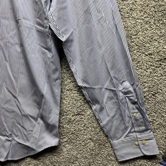 VTG Polo Ralph Lauren Shirt Men's 16.5-34/35 Blue Striped Andrew Long Sleeve NWT - Picture 11 of 13